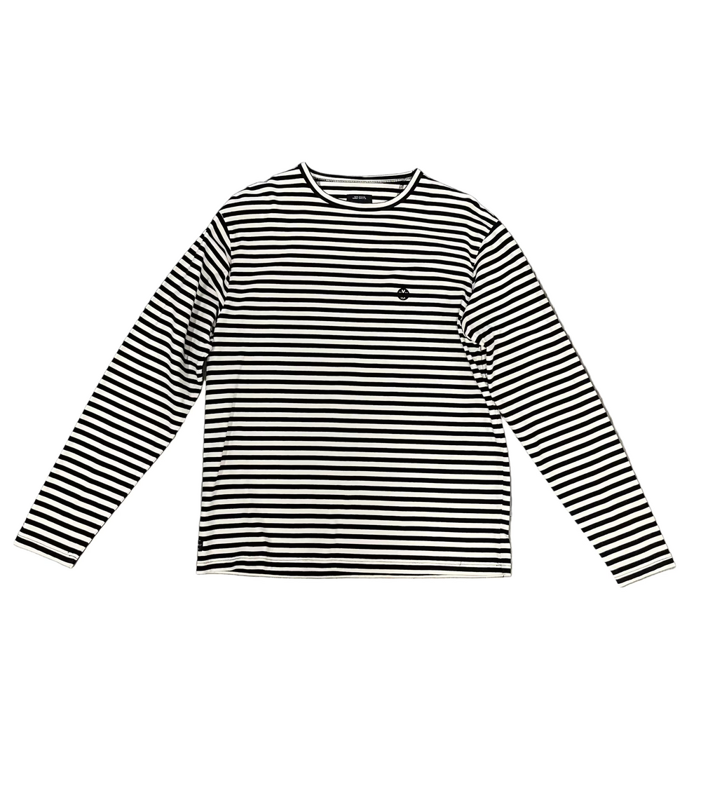 10 DEEP White and Black Stripped L/S