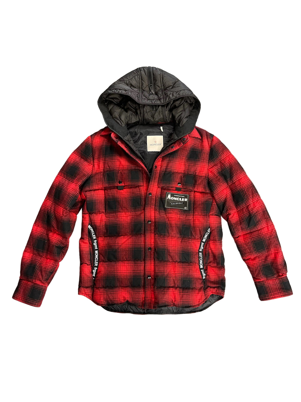 Moncler Plaid Print Puffer Coat "Red"