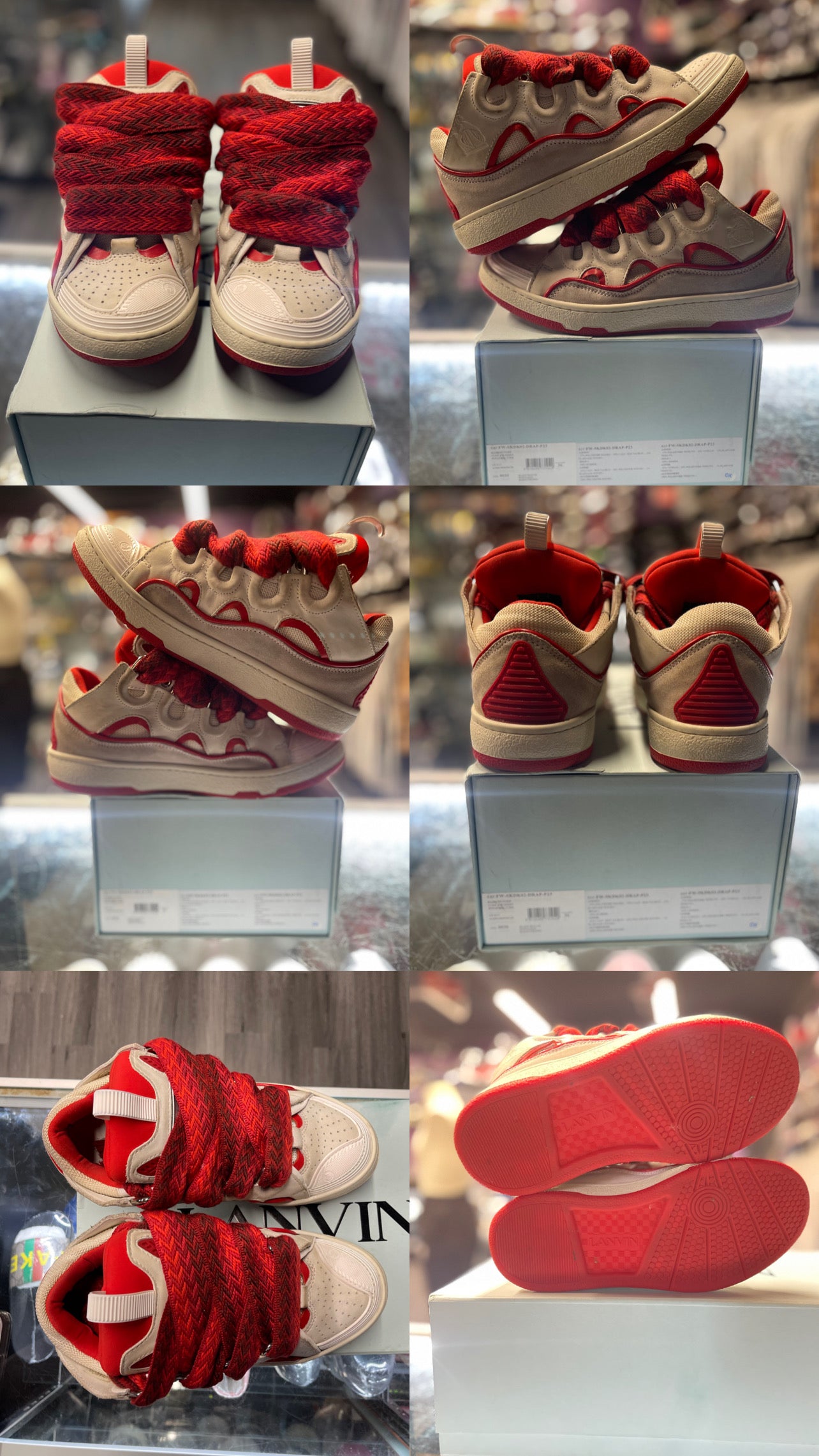 Lanvin Curb Sneaker "White/Red"