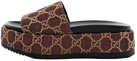 Gucci Angelina GG Lame Platform Sandal "Burgundy/Gold"