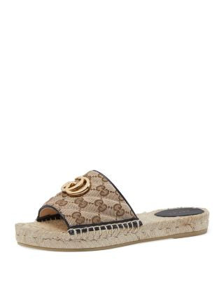Gucci GG Matelassé Canvas Espadrille slide Sandals