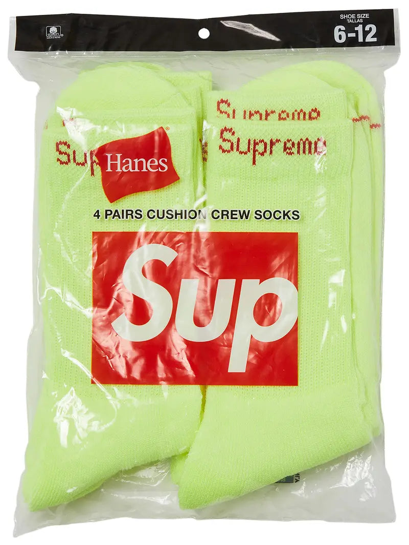 Supreme x Hanes Crew Socks (Singles) "Fluorescent Yellow"