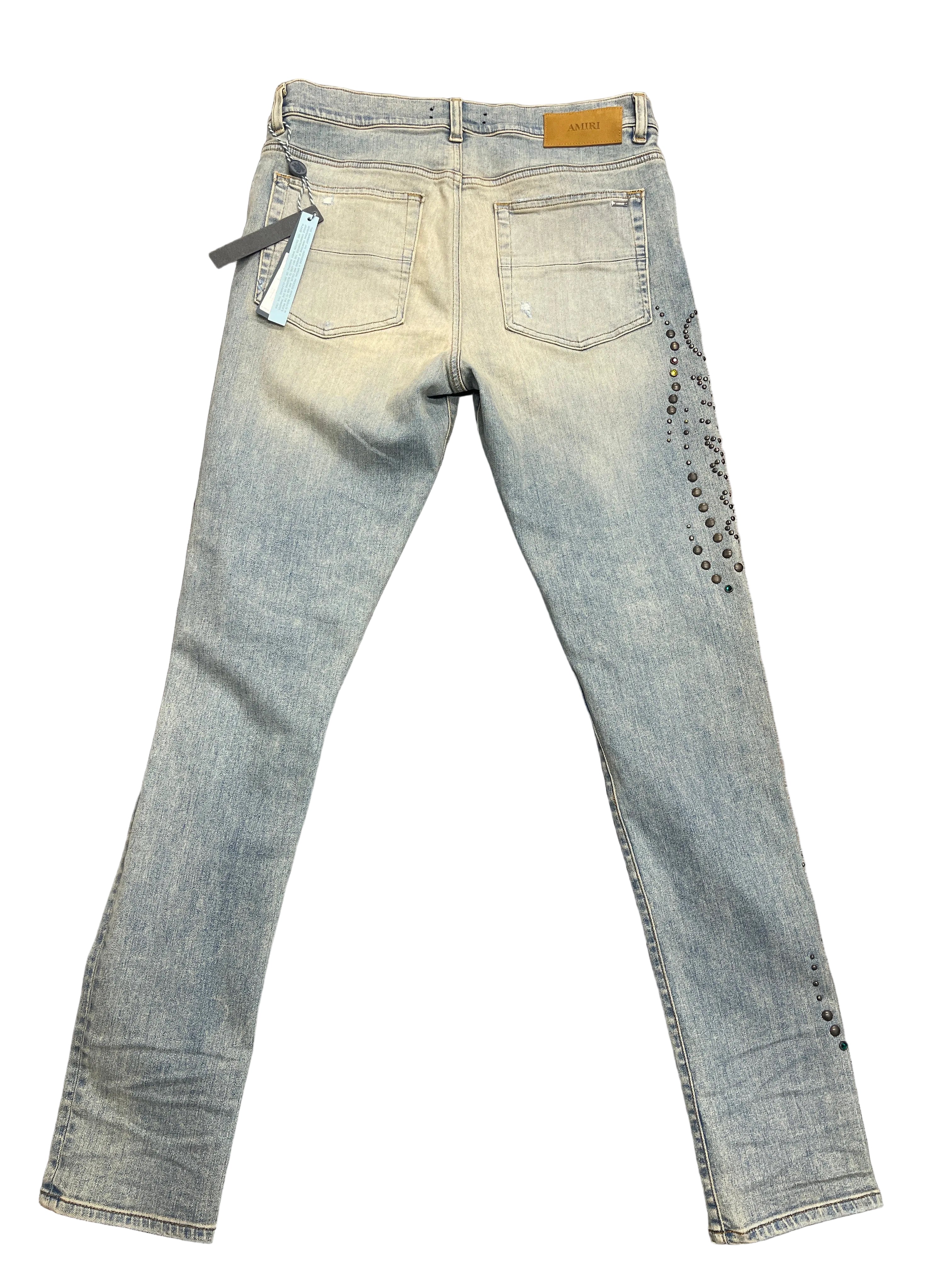 Amiri Floral Studded Denim Skinny Jeans