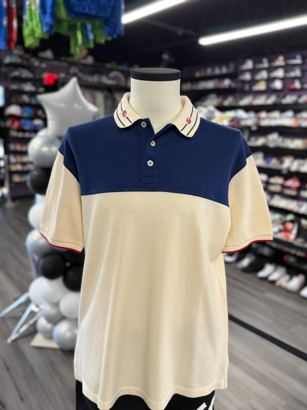 Gucci Collar Polo "Cream Navy"