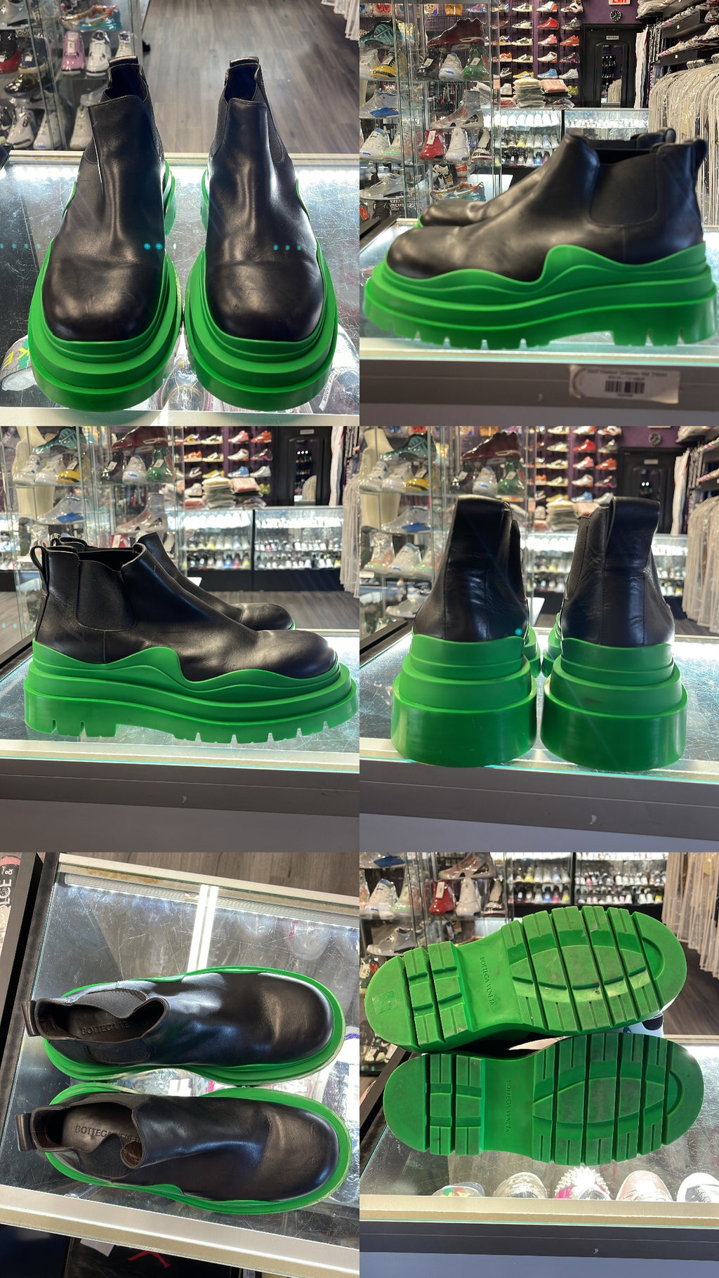 Bottega Veneta Tire Chelsea Boots "Black/Green"