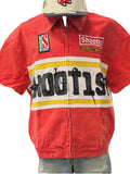 Shoot1st Denim Polo Zip Up "Red"