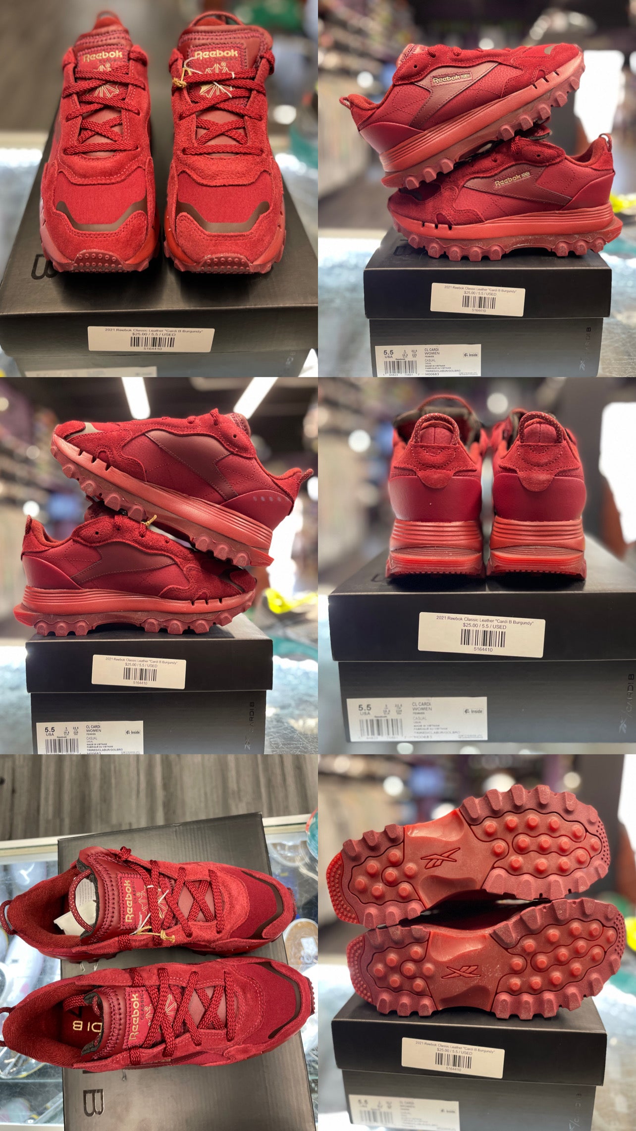 2021 Reebok Classic Leather "Cardi B Burgundy"