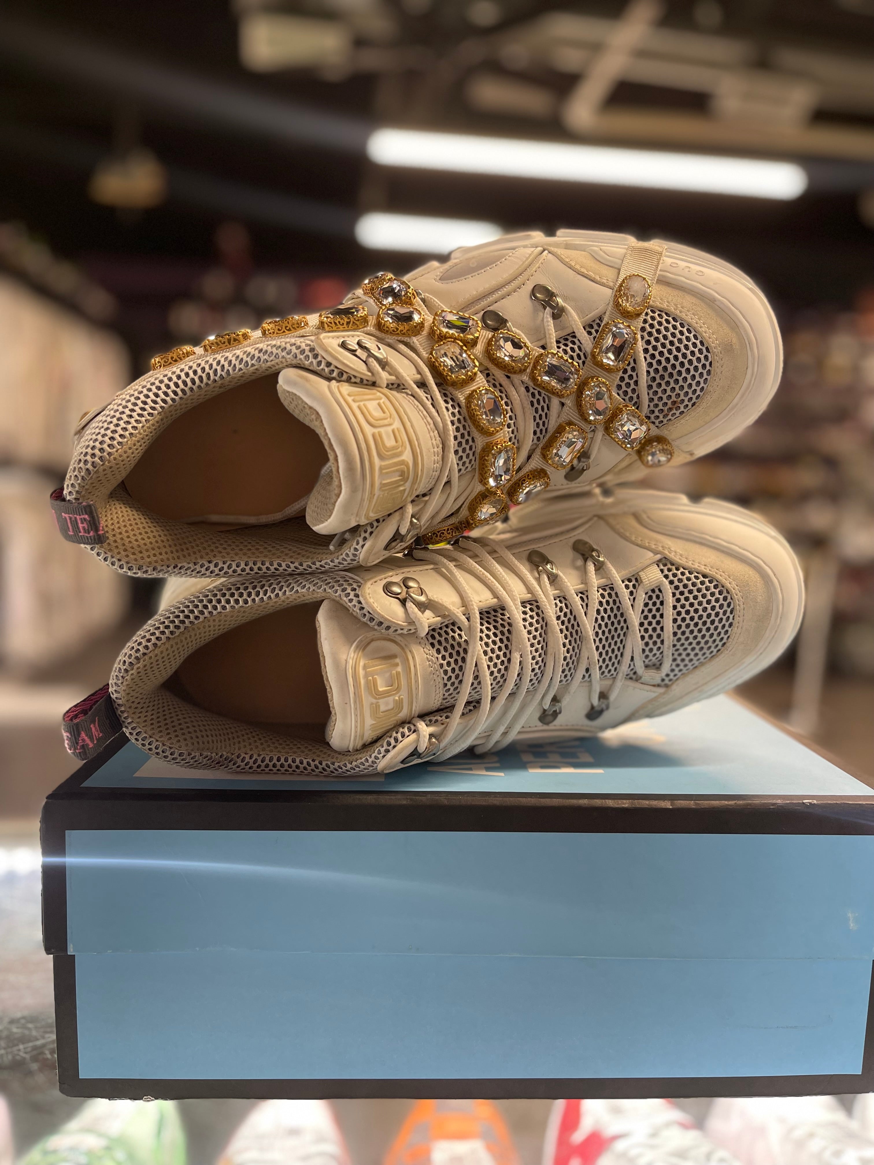 Gucci Flashtrek Sneaker "White Crystals"