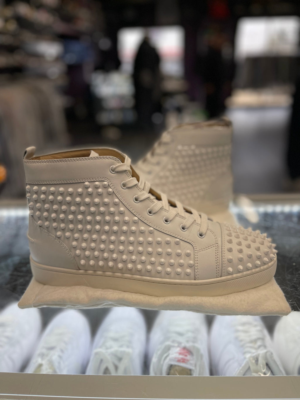 Christian Louboutin Louis Junior Spikes High "White"