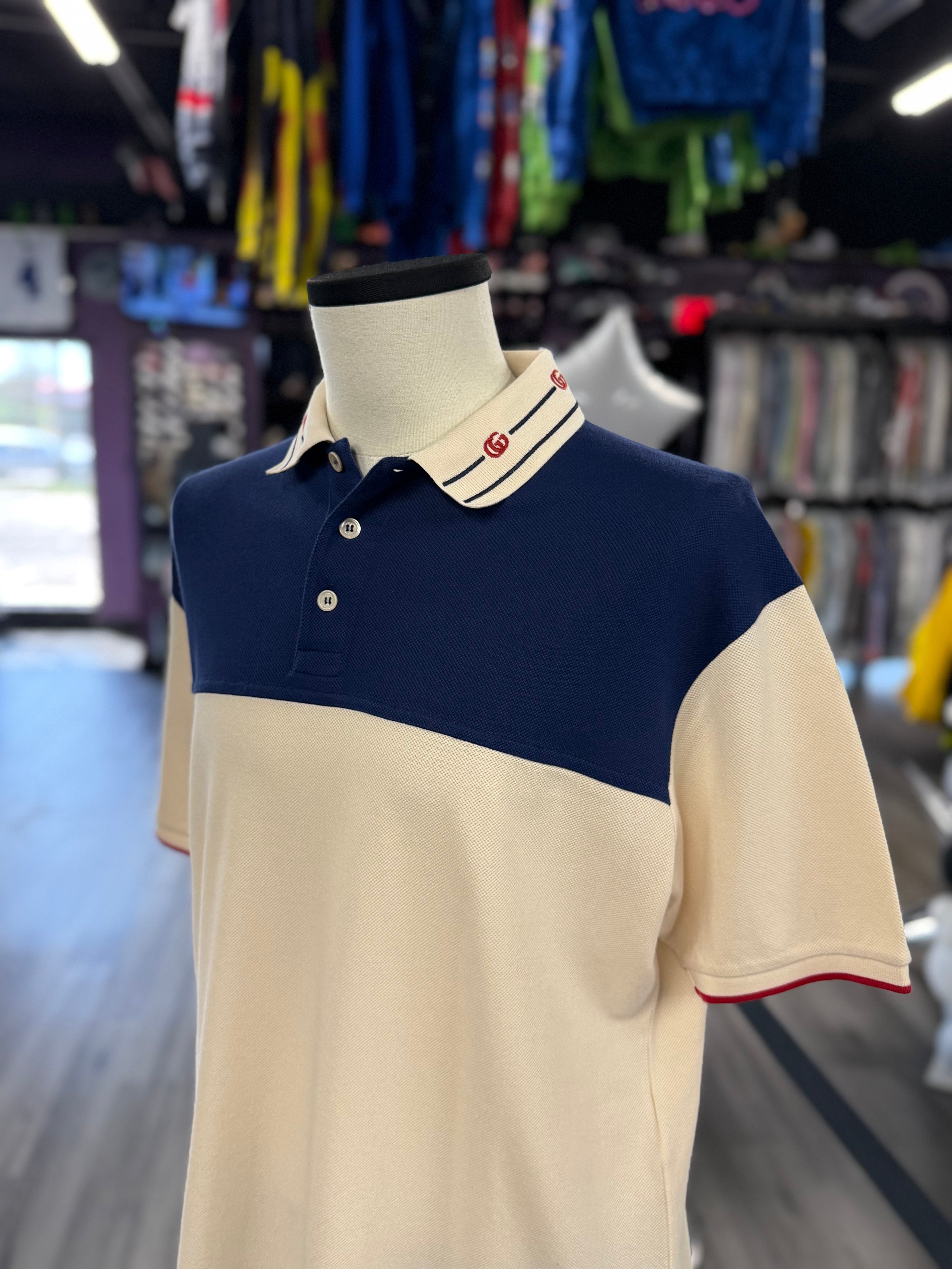 Gucci Collar Polo "Cream Navy"