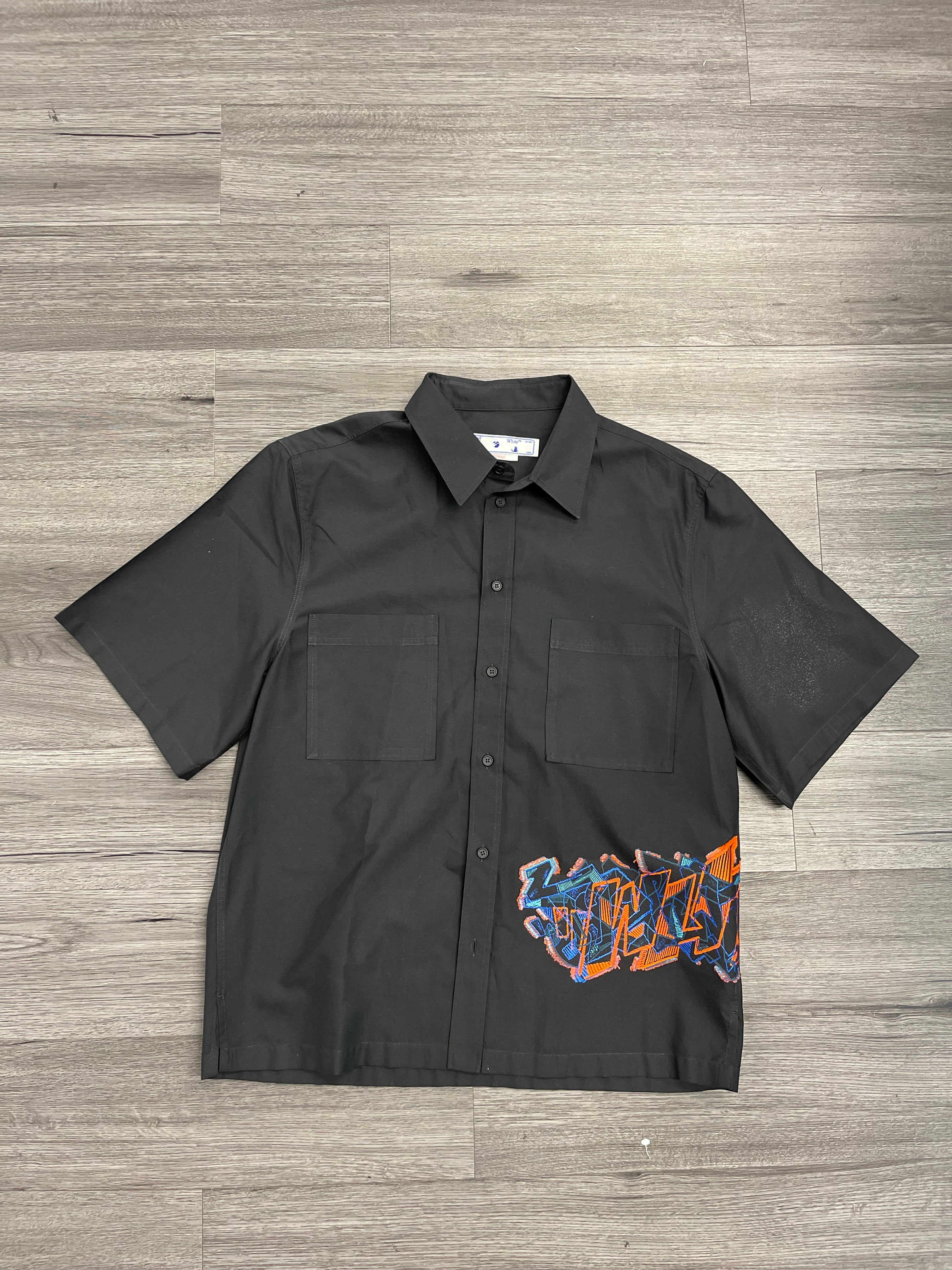 Off White Button Up "Embroidered Design"