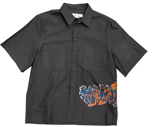 Off White Button Up "Embroidered Design"