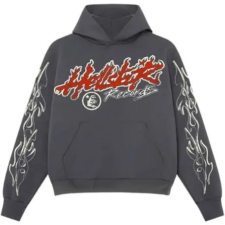 Hellstar Records Tour Hoodie "Faded Black/Flame Print"