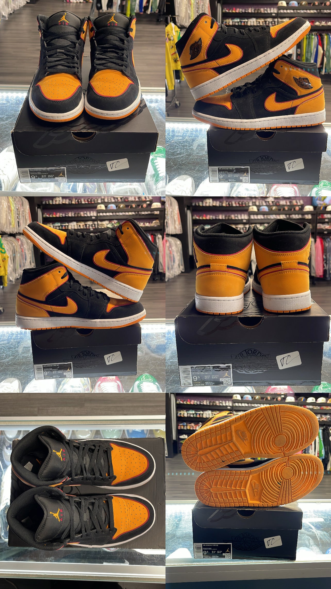 2023 Jordan 1 Mid "Fat Tongue Black Orange"
