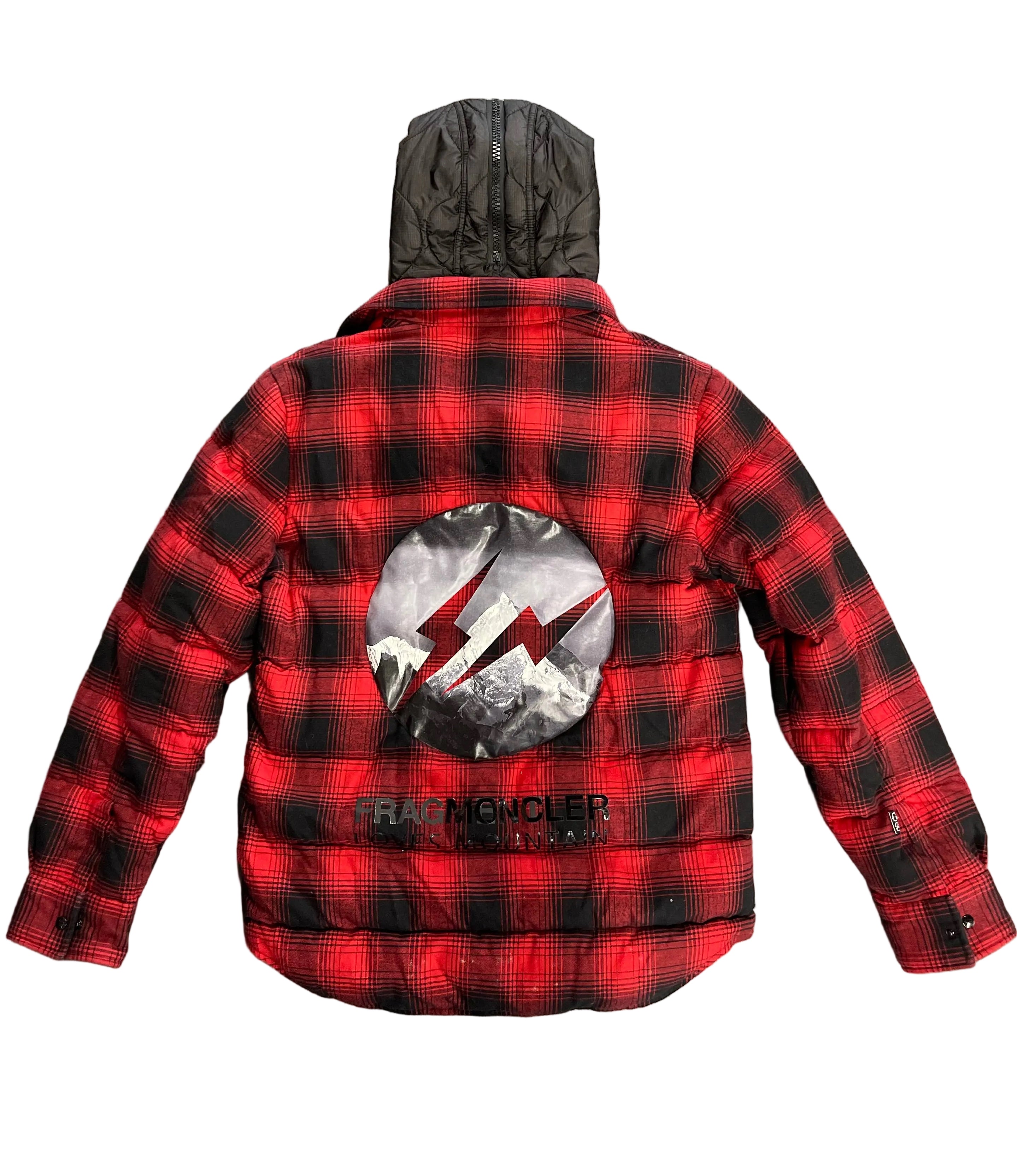 Moncler Plaid Print Puffer Coat "Red"