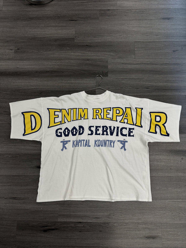 Kapital Kountry Tee "Denim Repair - White"