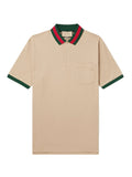 Gucci Piquet Polo Web Collar "Beige Green Red"