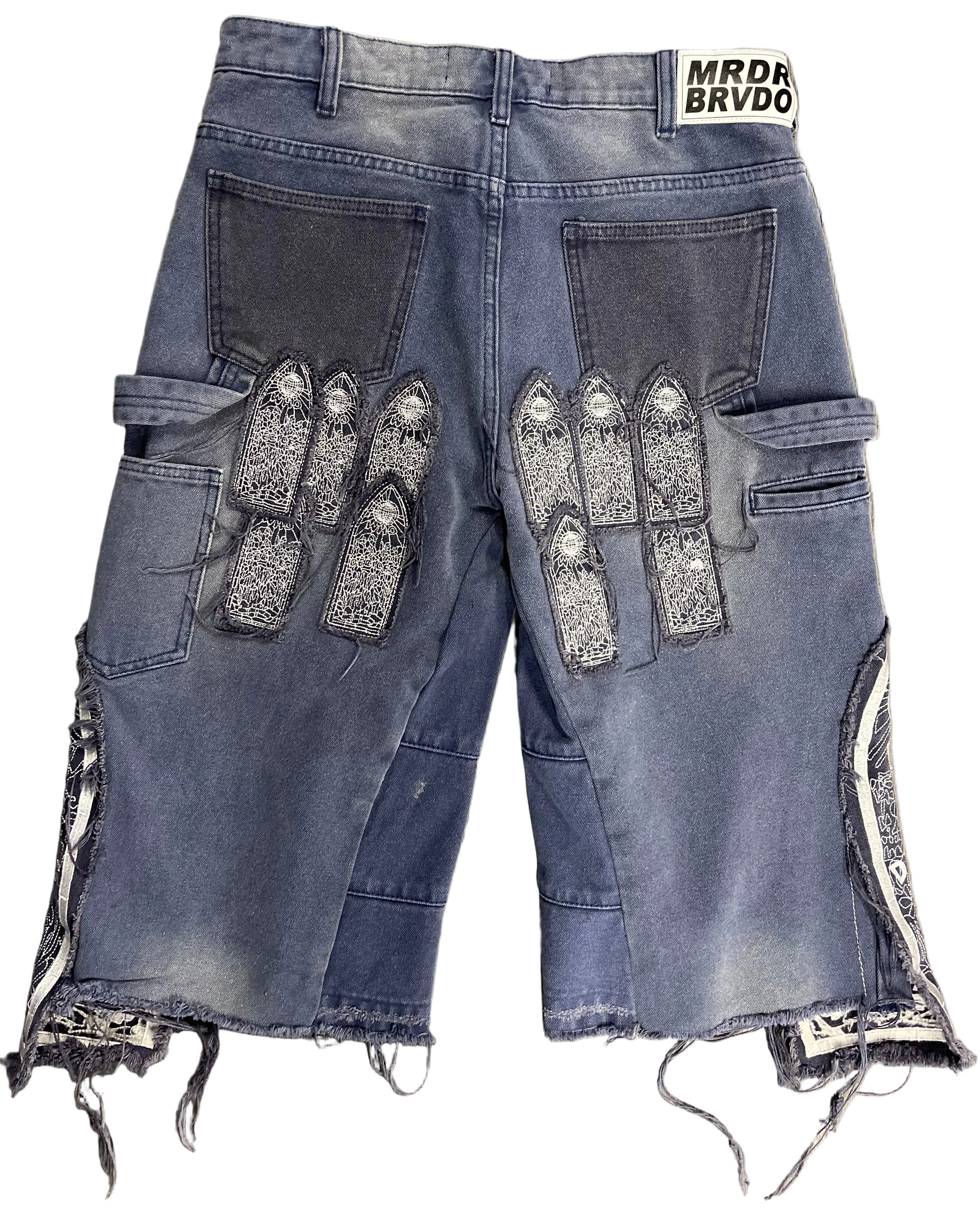 Who Decides War Blue Denim Shorts "Patchwork"