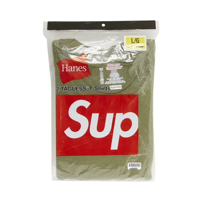 Supreme x Hanes Tagless Tee 2-Pack "Olive Green"