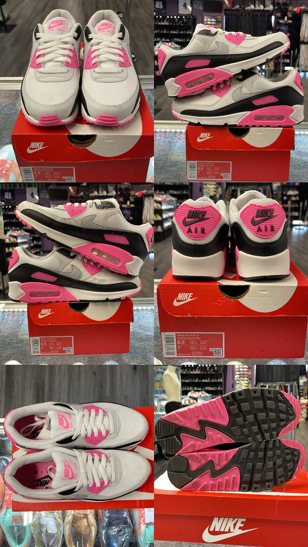 2025 Nike Air Max 90 Leather SE "White Pink Wolf Grey" (W)