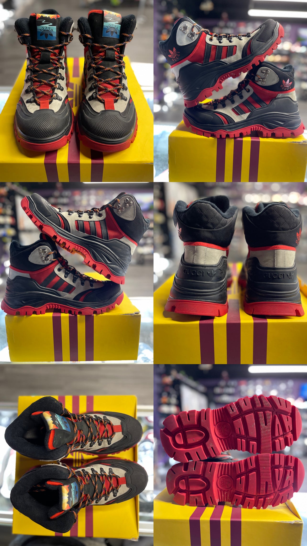 Gucci x Adidas Laced Up Boots "Black Red"