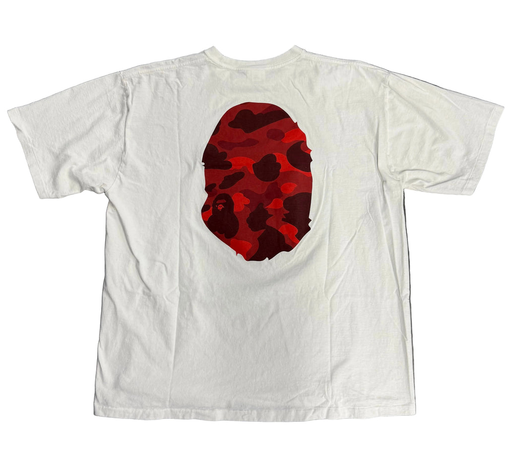 Bape Tee "White Red Camo Baped Logo"