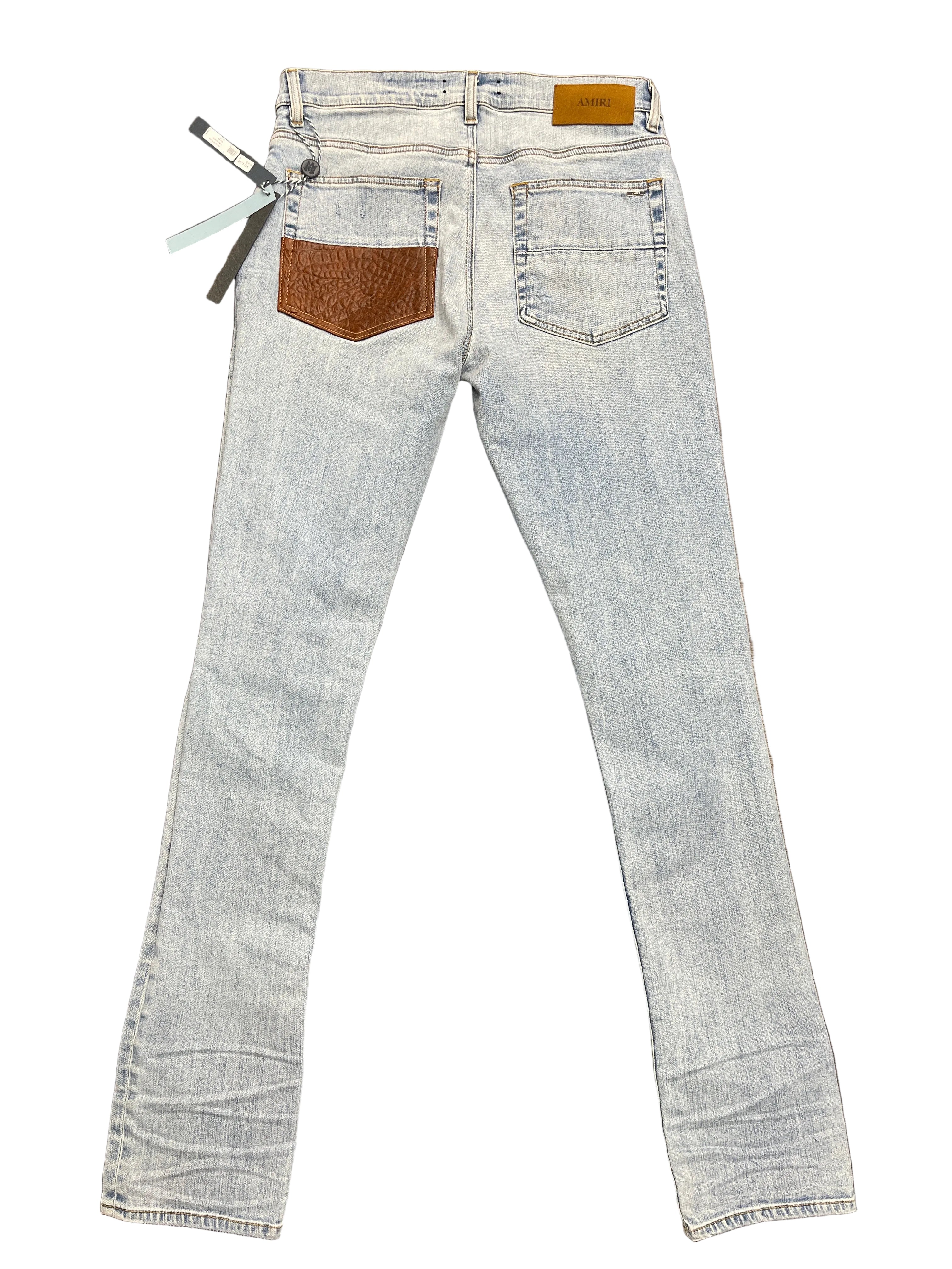 Amiri Croc Leather MX1 Jeans "Brown Leather"