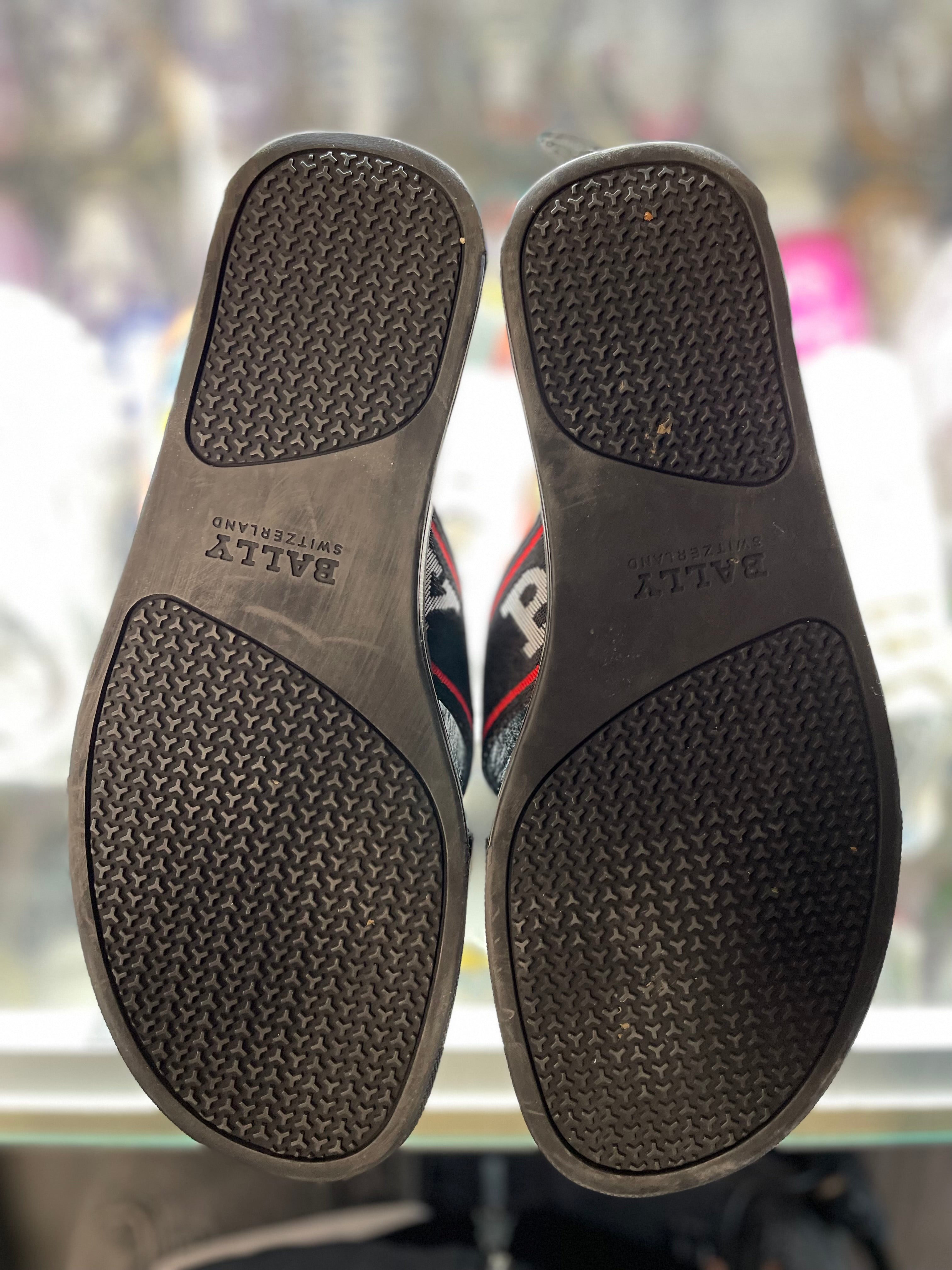Bally Bonk Slide Sandals "Black Red White Logo Cross Design"