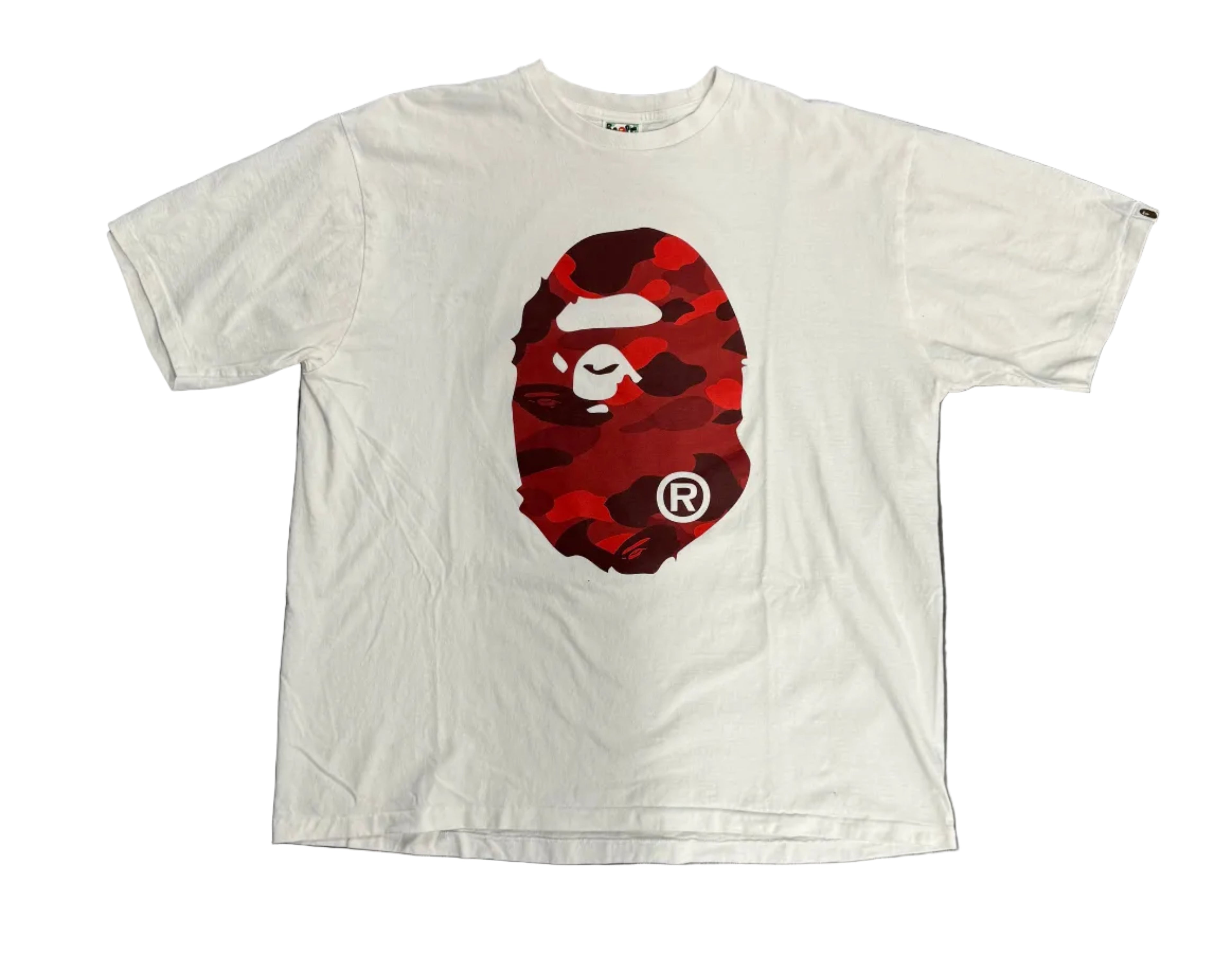 Bape Tee "White Red Camo Baped Logo"
