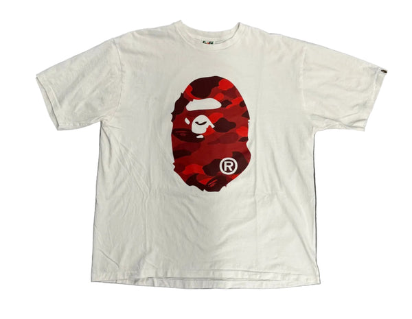 Bape Tee "White Red Camo Baped Logo"
