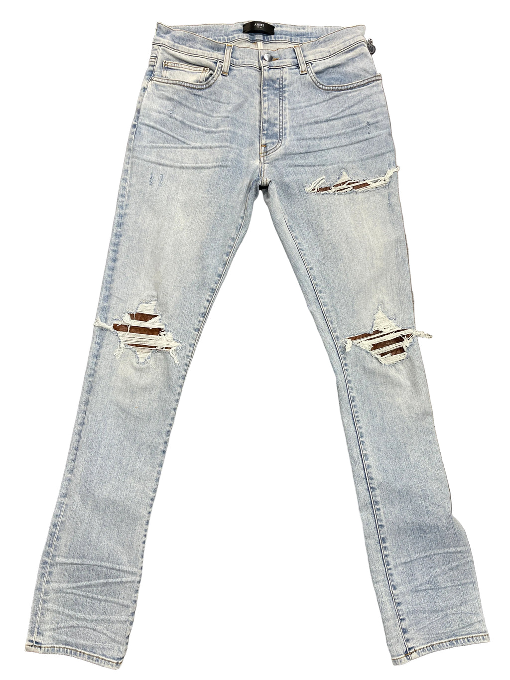 Amiri Croc Leather MX1 Jeans "Brown Leather"