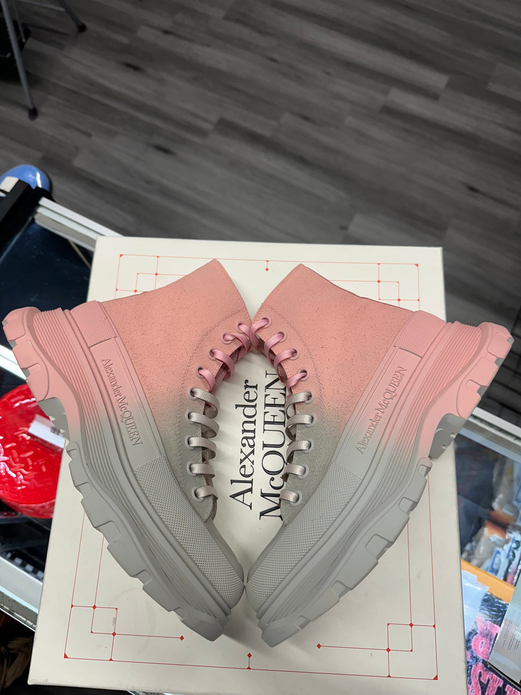 Alexander McQueen Oversized Boot "Pink Ombre Grey"