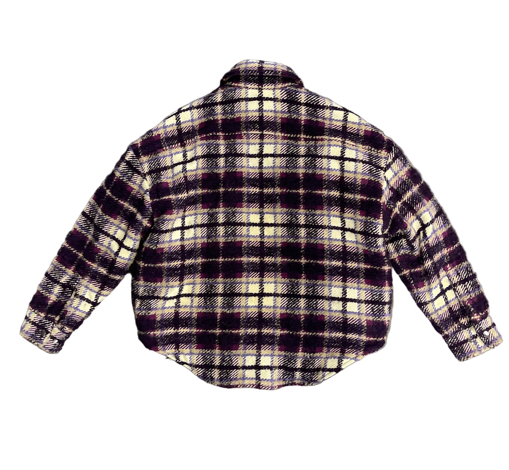 Amiri Plaid Flannel Overshirt "Purple Fuzzy Check Pattern"