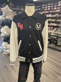 True Religion Collar Patch Fleece Varsity Jacket