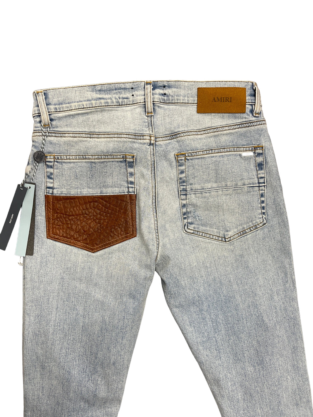 Amiri Croc Leather MX1 Jeans "Brown Leather"