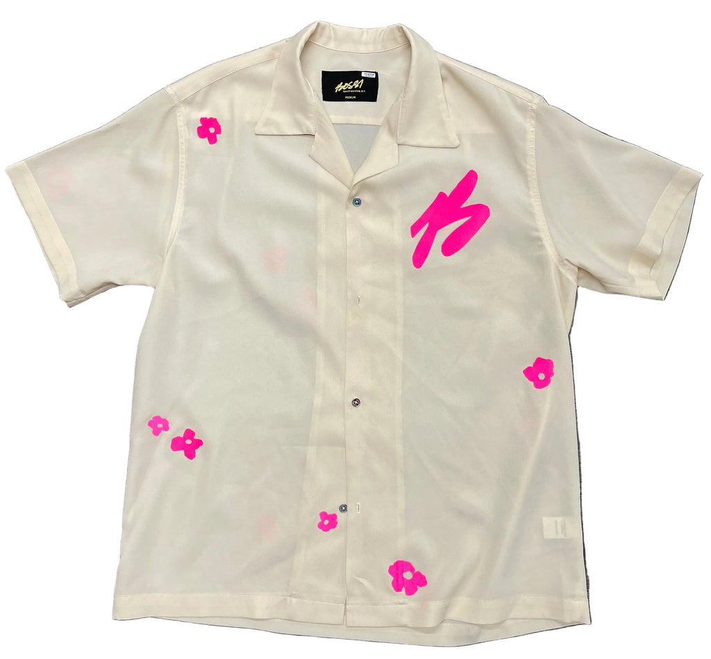 Bossi Metallic Camp Shirt "Beige/Pink"