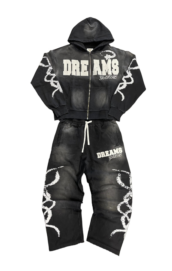 Dreams Galore Full Zip Hoodie Set "Black"