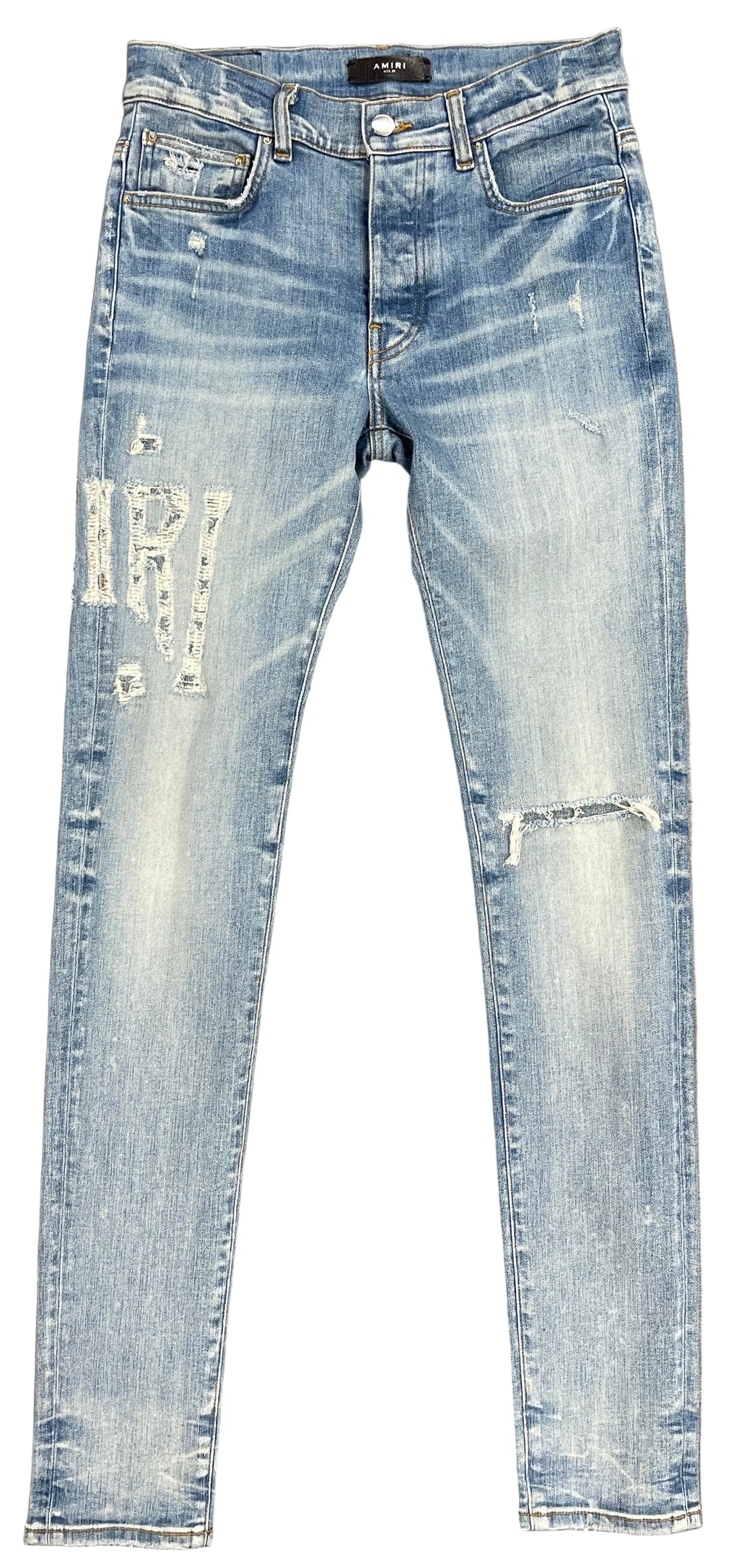 AMIRI Distressed Logo Skinny Jeans