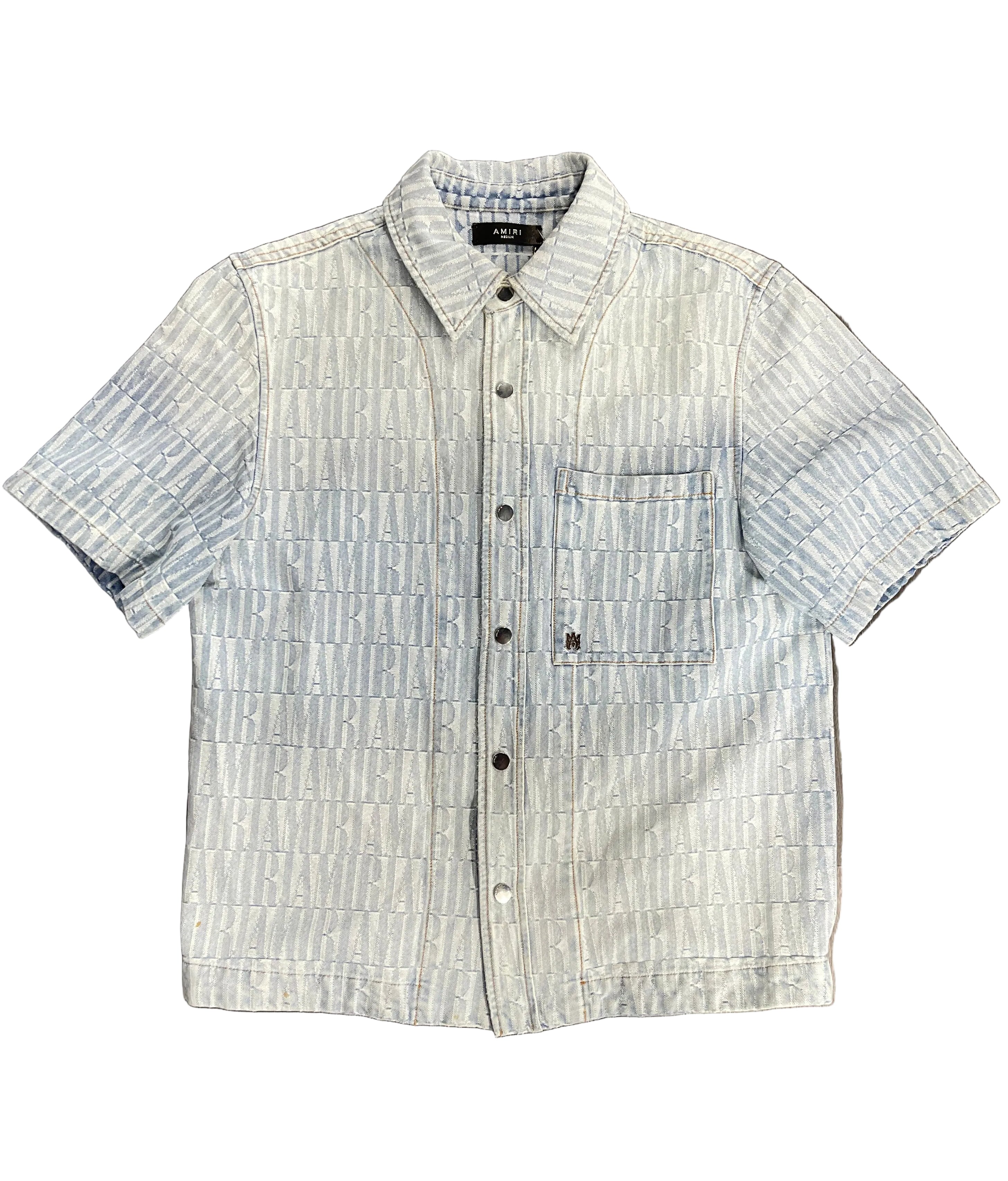 Amiri Mens Denim Jacquard Shirt Logo denim