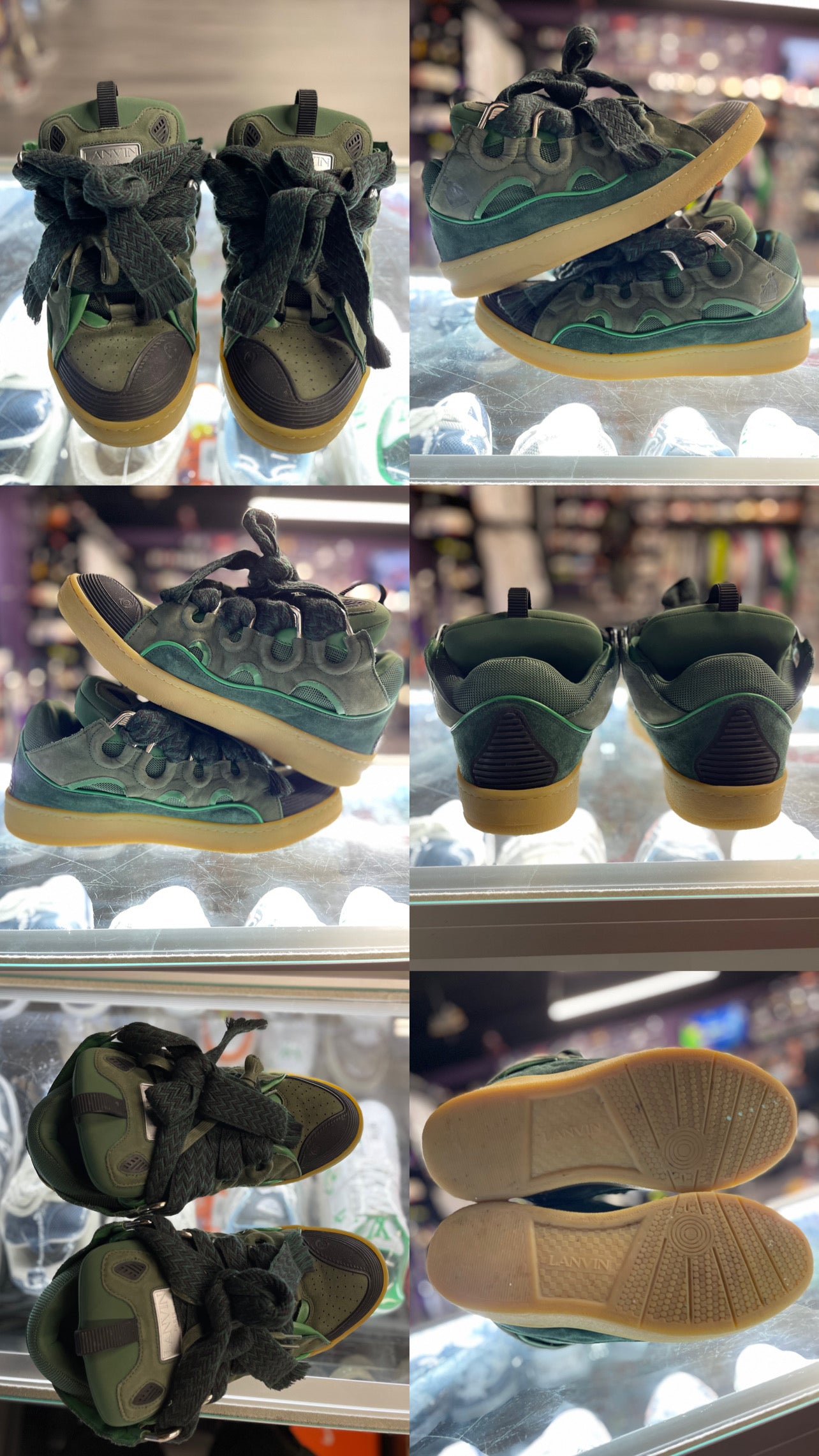 Lanvin Curb Sneaker "Green/Brown