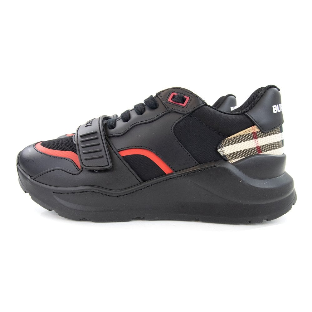 Burberry Ramsey Sneaker "Black Red Leather Design"