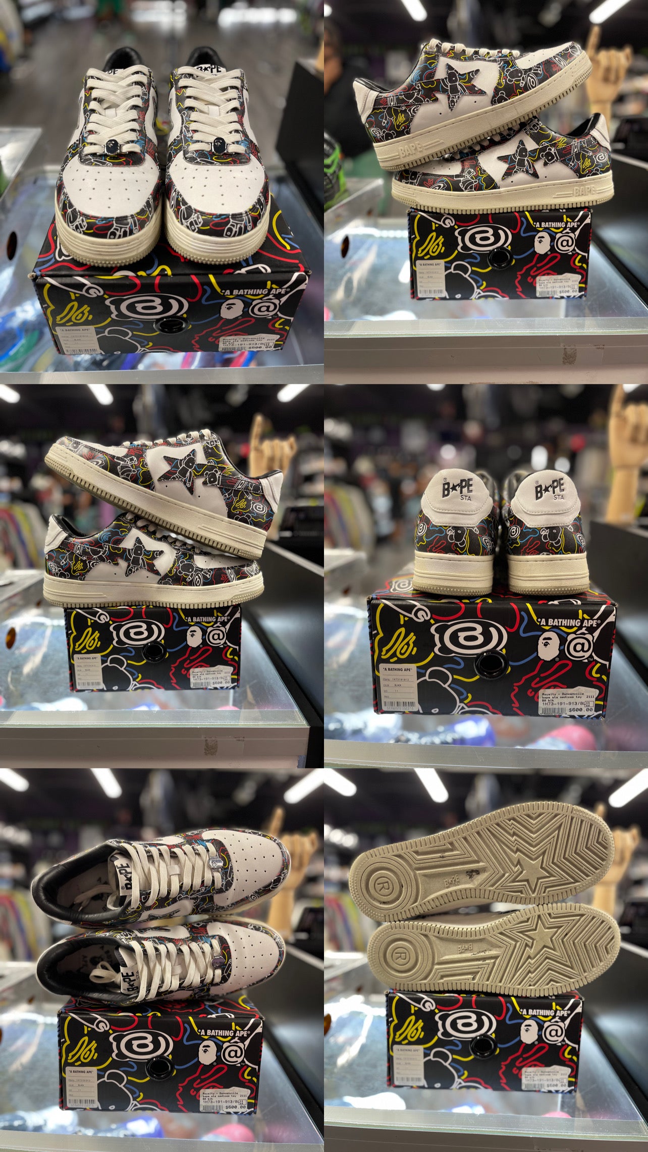 Bapesta Low Medicom Toy x Bapesta Camo Black"