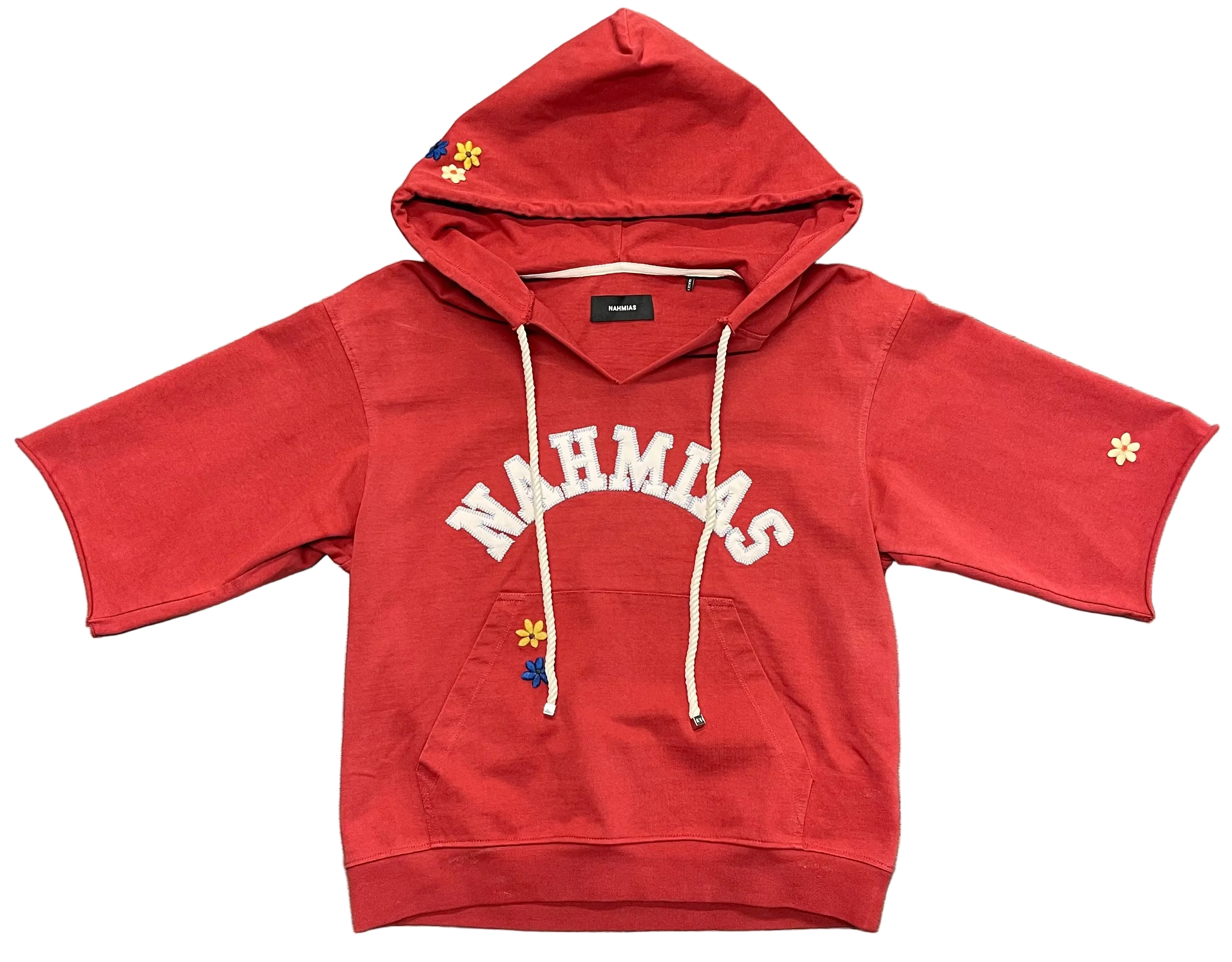 Nahmias Daydreaming Cotton Cut-Off Hoodie "Red"