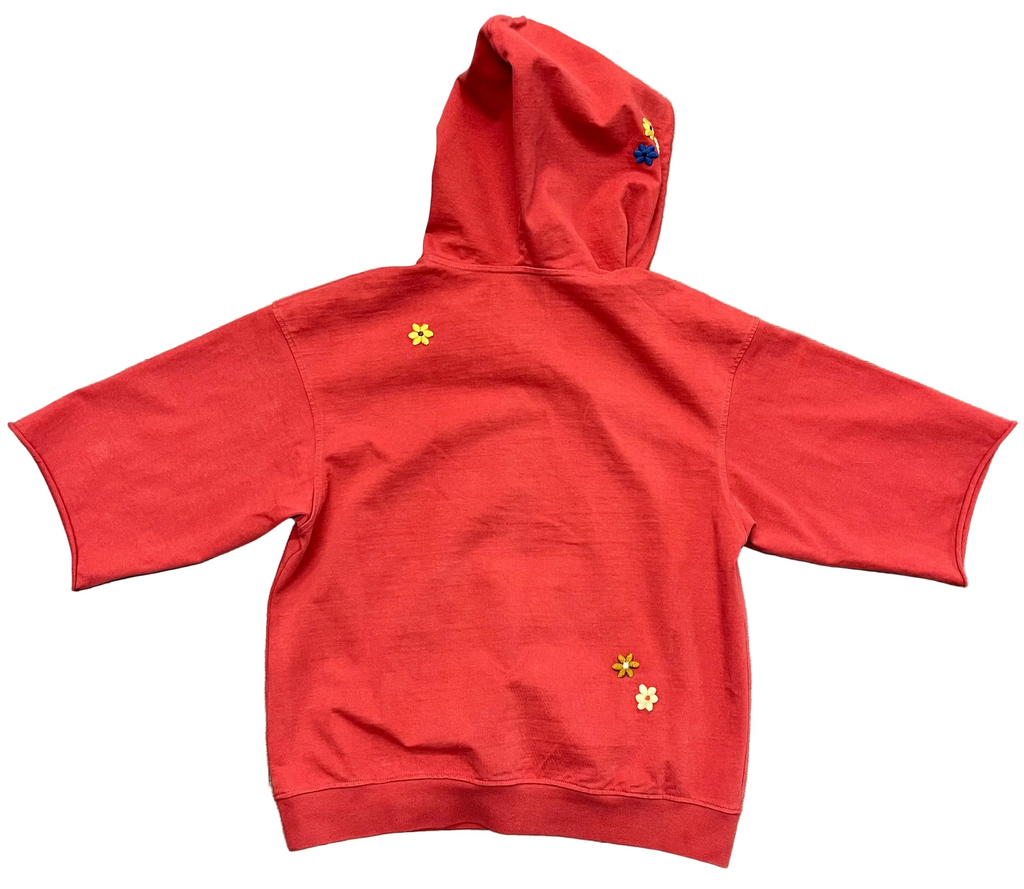 Nahmias Daydreaming Cotton Cut-Off Hoodie "Red"