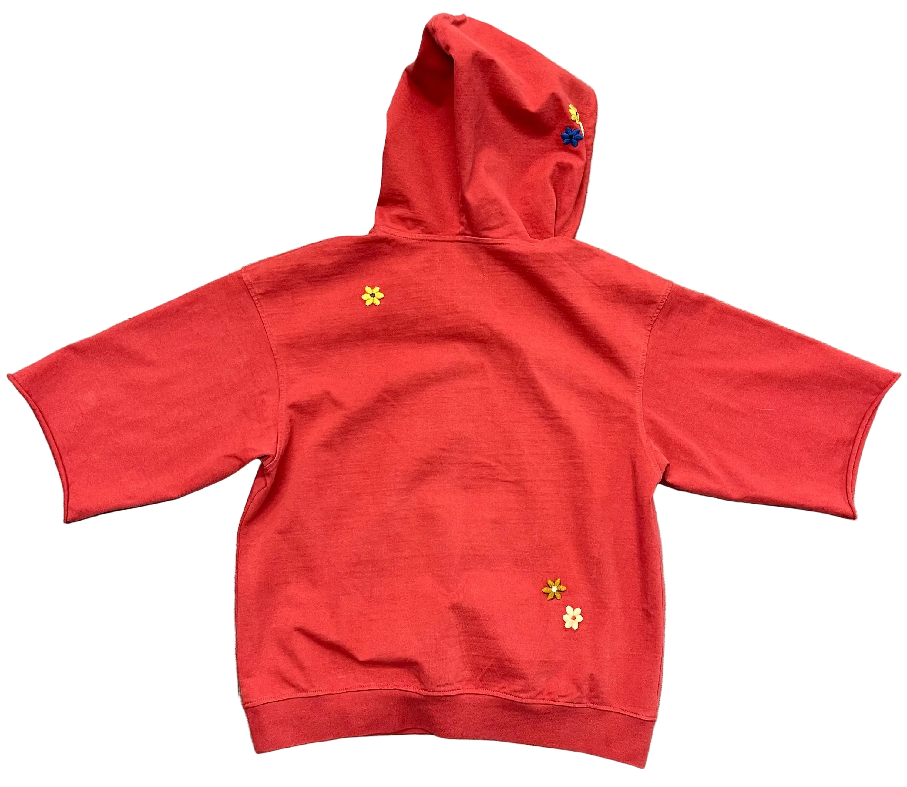 Nahmias Daydreaming Cotton Cut-Off Hoodie "Red"