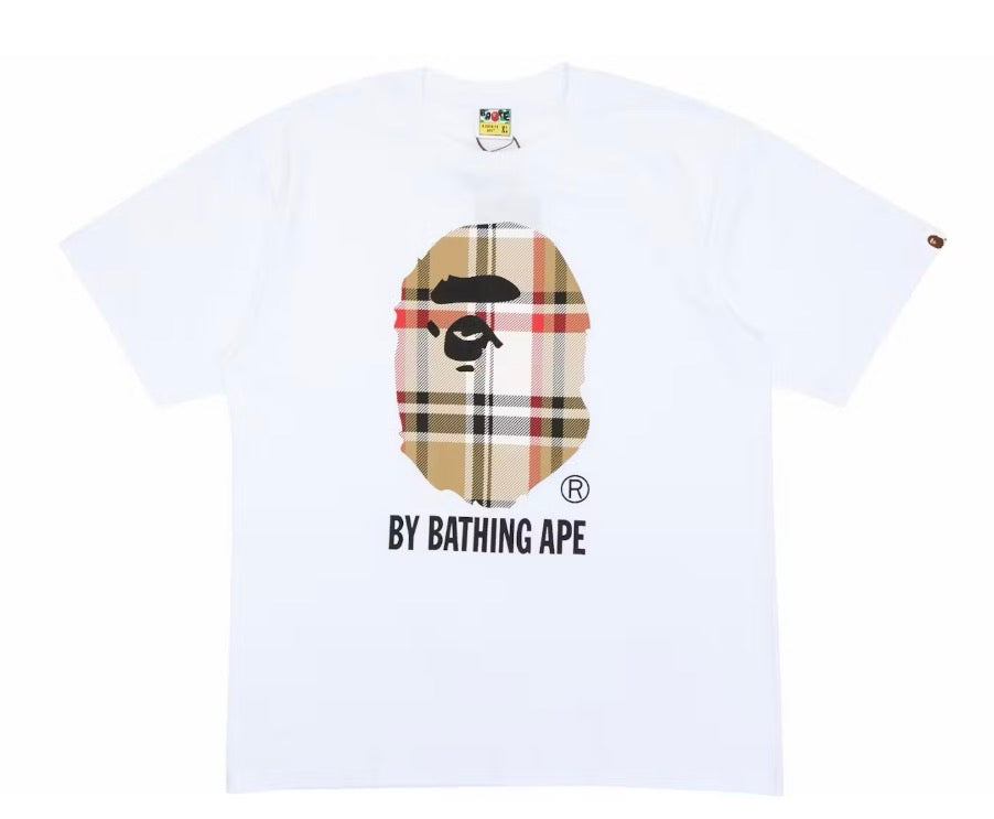 Bape Tee White "Burberry Print"