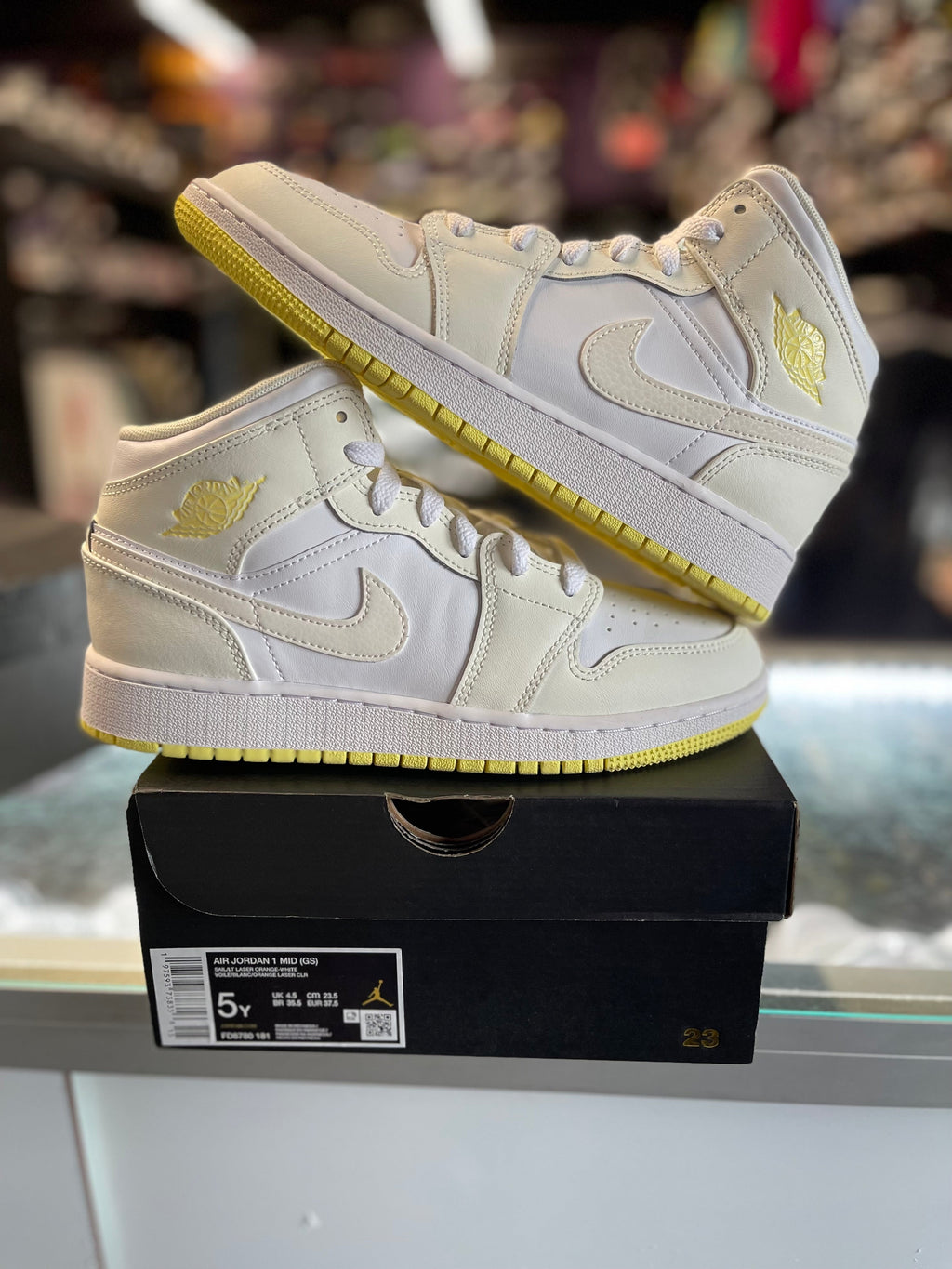 2023 Air Jordan 1 Mid "Sail Light Laser Orange" (GS)
