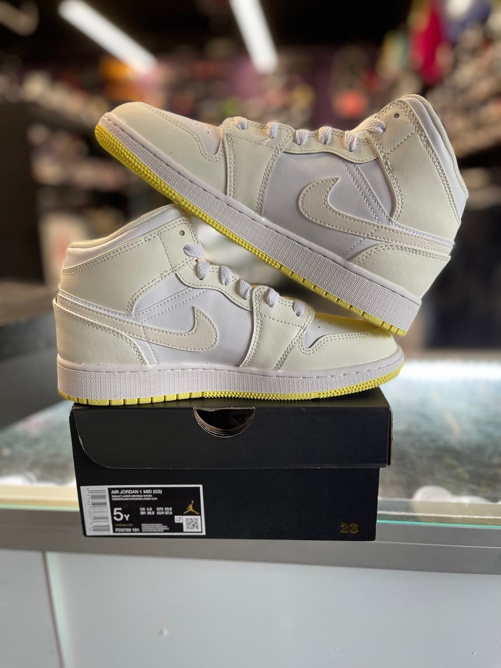 2023 Air Jordan 1 Mid "Sail Light Laser Orange" (GS)