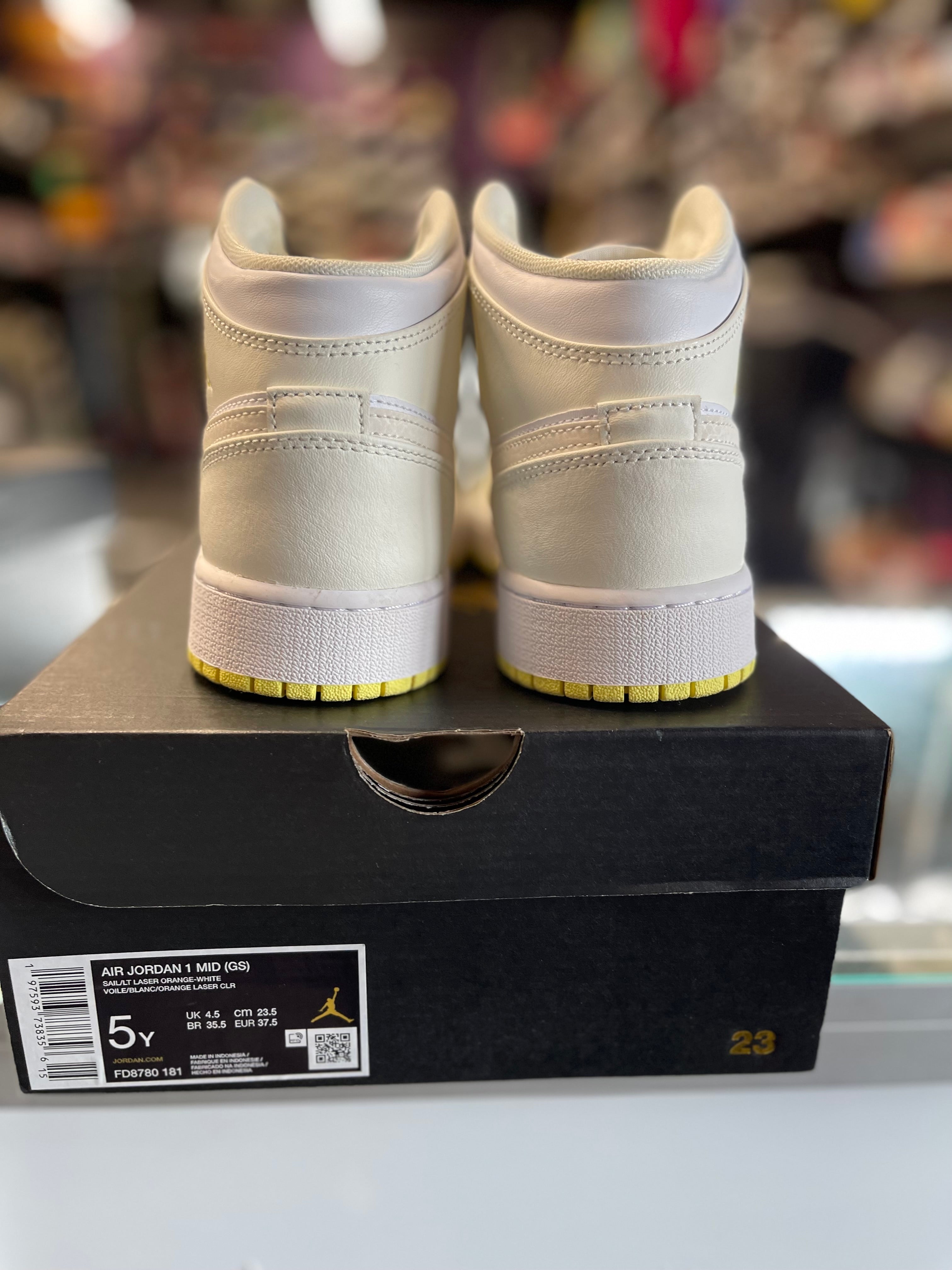 2023 Air Jordan 1 Mid "Sail Light Laser Orange" (GS)