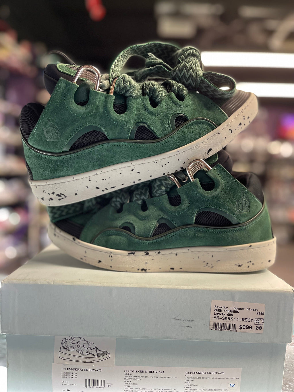 Lanvin Curb Sneaker "Green Suede"